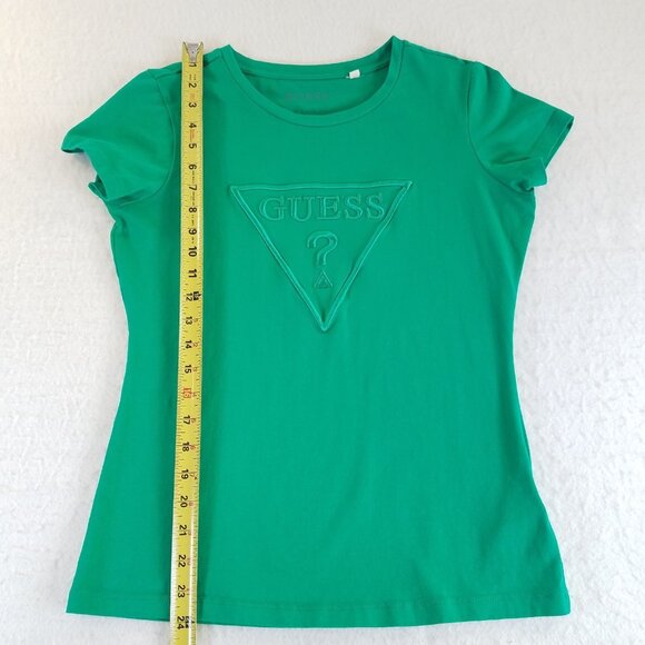 Guess Embroidered Womens Skinny T Shirt *READ* Green LARGE Cap Sleeve Stretch - Picture 5 of 12